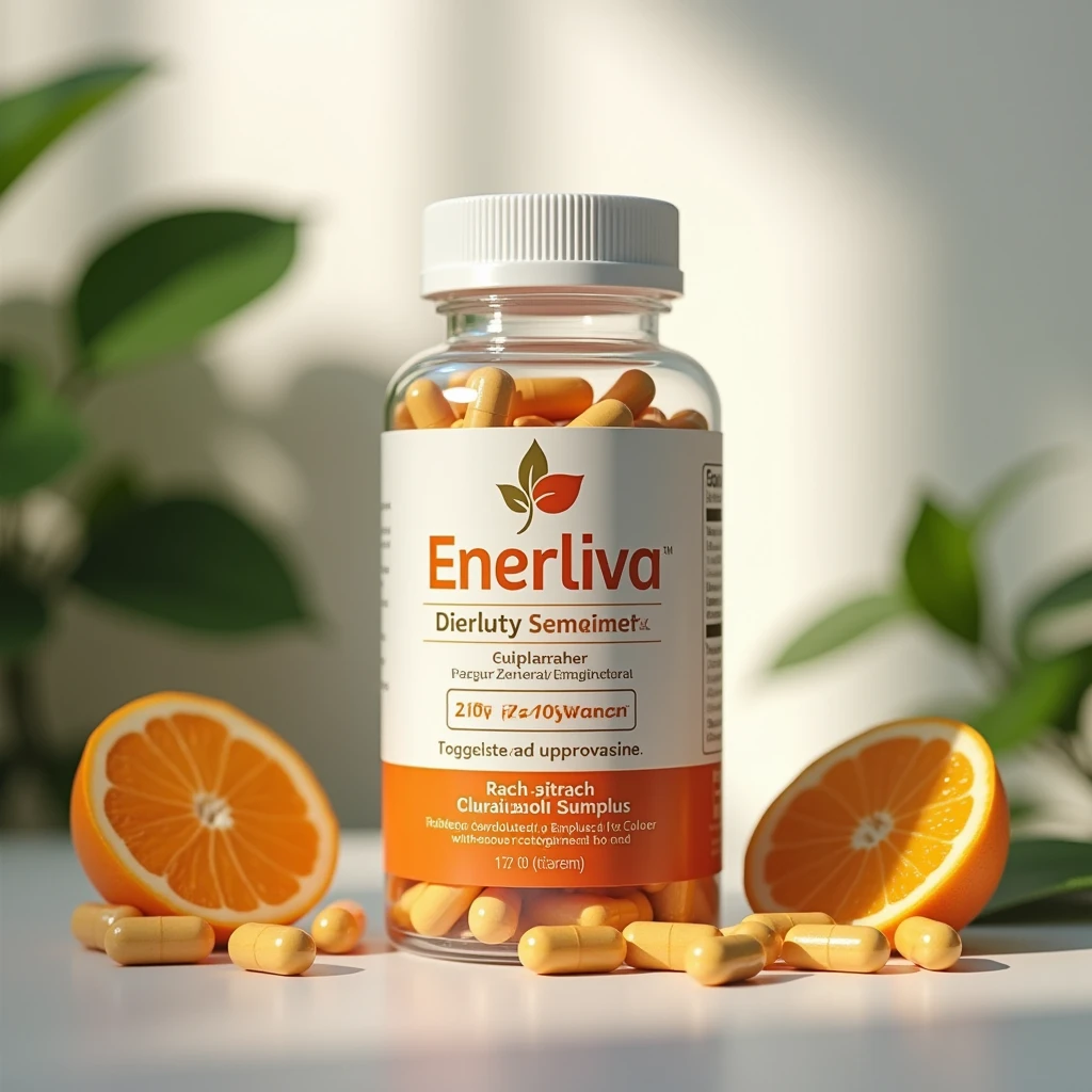 Enerliva dietary supplement bottle with natural complex formula